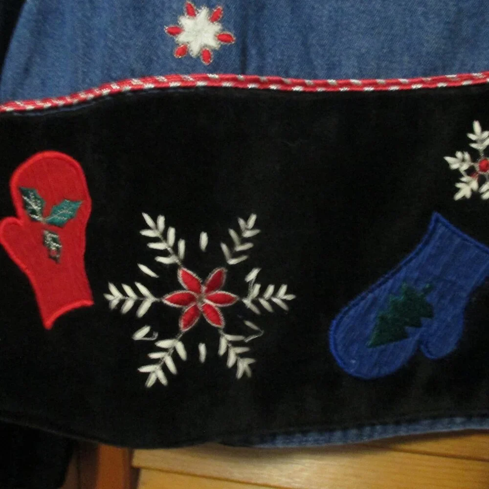 Tantrums Vintage top denim Christmas snowmen - Picture 7 of 11